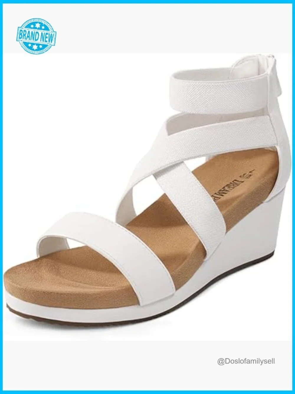 Wedge Sandals Open Toe Elastic Straps Zipper Closure Platform Comfortable